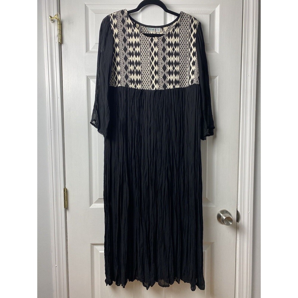 VTG 70s Premi Women’s Long Sleeve Sheer Cotton Gauze Dress Shoulder Pads Sz S